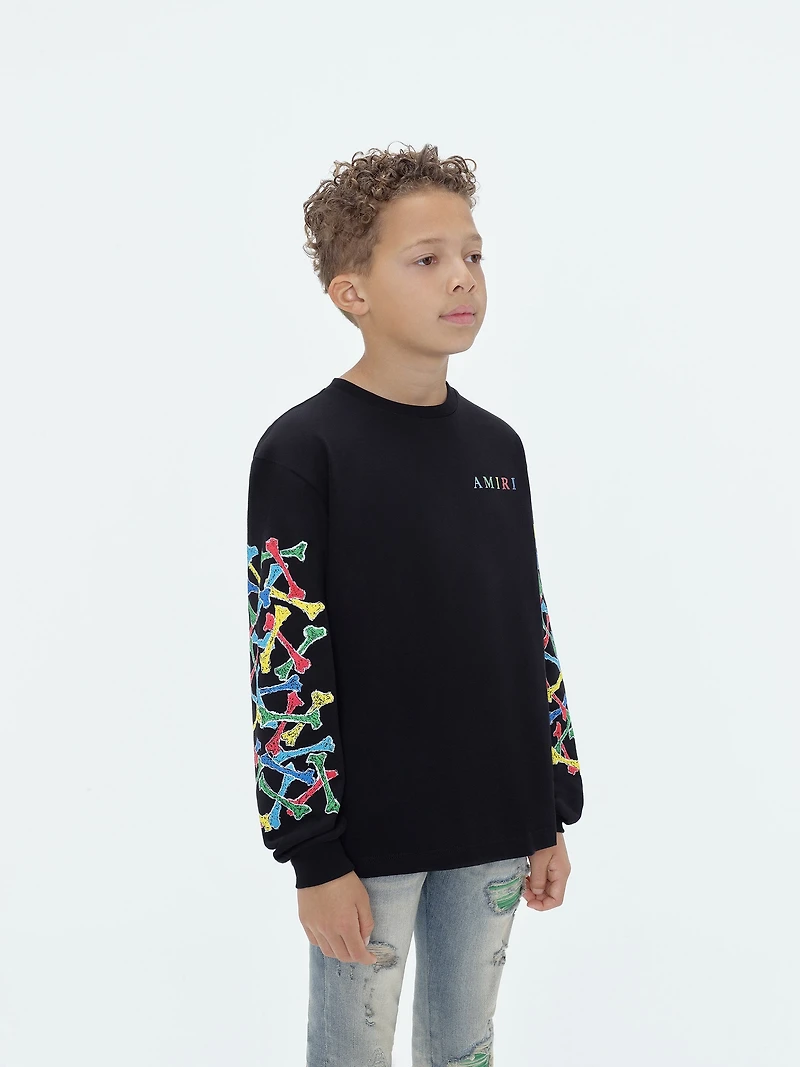 KIDS - AMIRI BONES SCRIBBLE LONG SLEEVE TEE Black