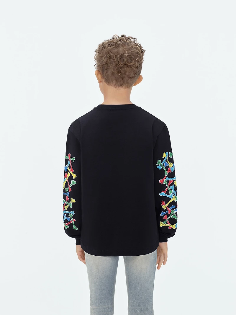 KIDS - AMIRI BONES SCRIBBLE LONG SLEEVE TEE Black