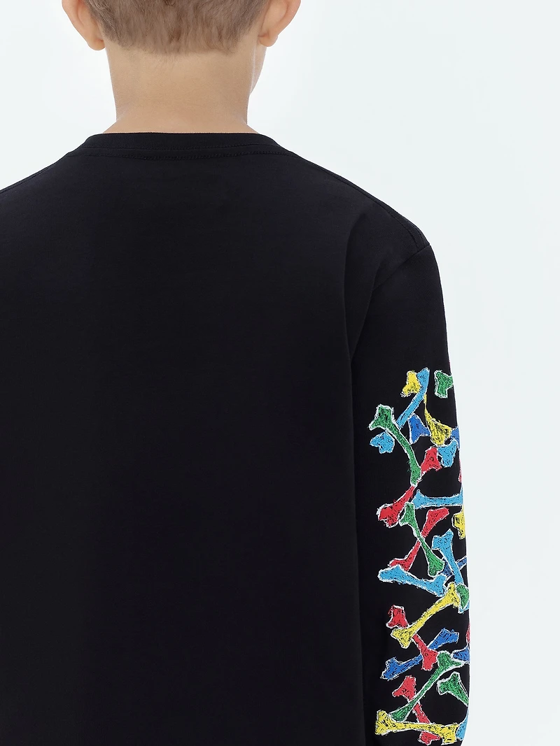 KIDS - AMIRI BONES SCRIBBLE LONG SLEEVE TEE Black