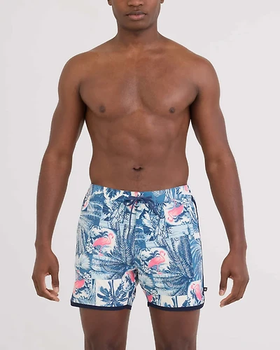 HARBORMASTER 2N1 5" INDIGO BOTANICAL WASHED Swimsuit