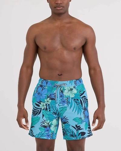 Maillot de bain Oh Buoy 2in1 VOLLEY 7" HIBISCUS BLEU JUNGLE