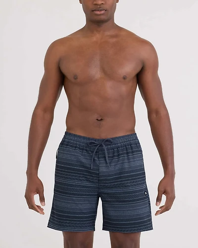 Mailllot SEA TO SHORE 2N1 6" RAYURE AGITÉE-INDIGO