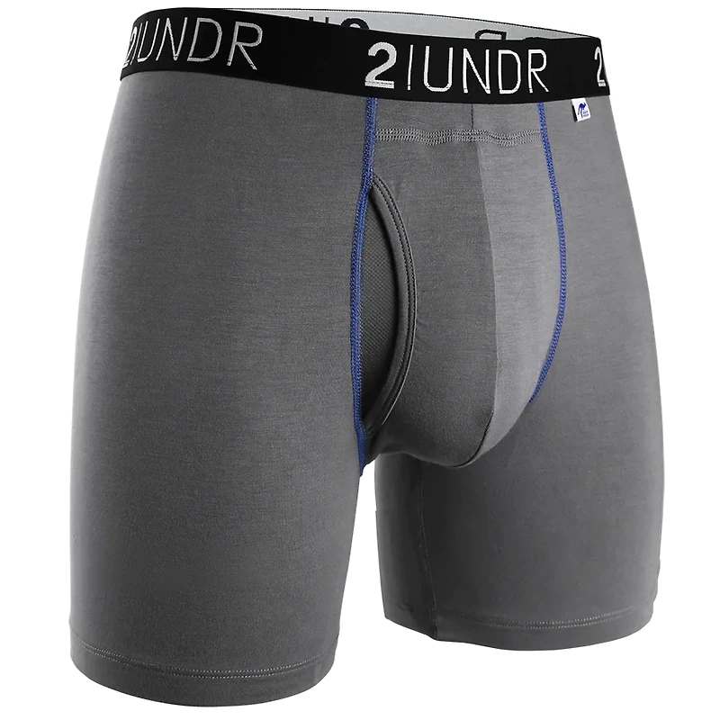 2Undr - Swing Shift Boxer Brief : Grey/Blue