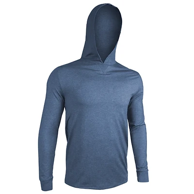 Luxury Heathered Indigo Long Sleeve Hooded Sweater