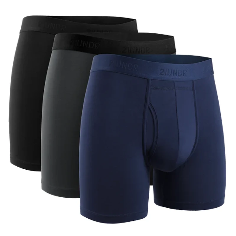 Pack of 3 Day Shift Boxers Black/Grey/Navy