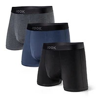 3 Boxers courts Max Premium – 3,5 po : Noir, bleu marin, charcoal