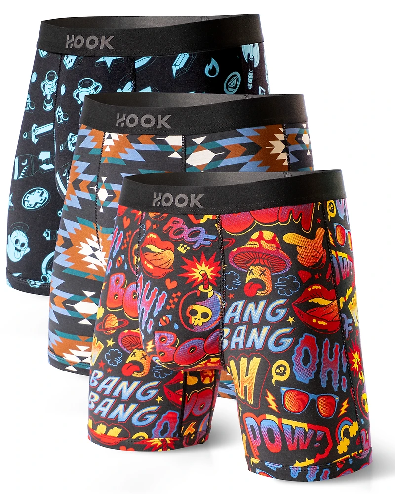 Pack : 3 boxers Max 1X Aztek, Pow, Arcade