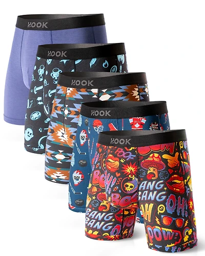 5 Max boxers: 1x Shoots on Goal, Aztec, Pow, Arcade, Blue