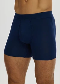 Essential short boxer shorts with front opening, Navy Blue