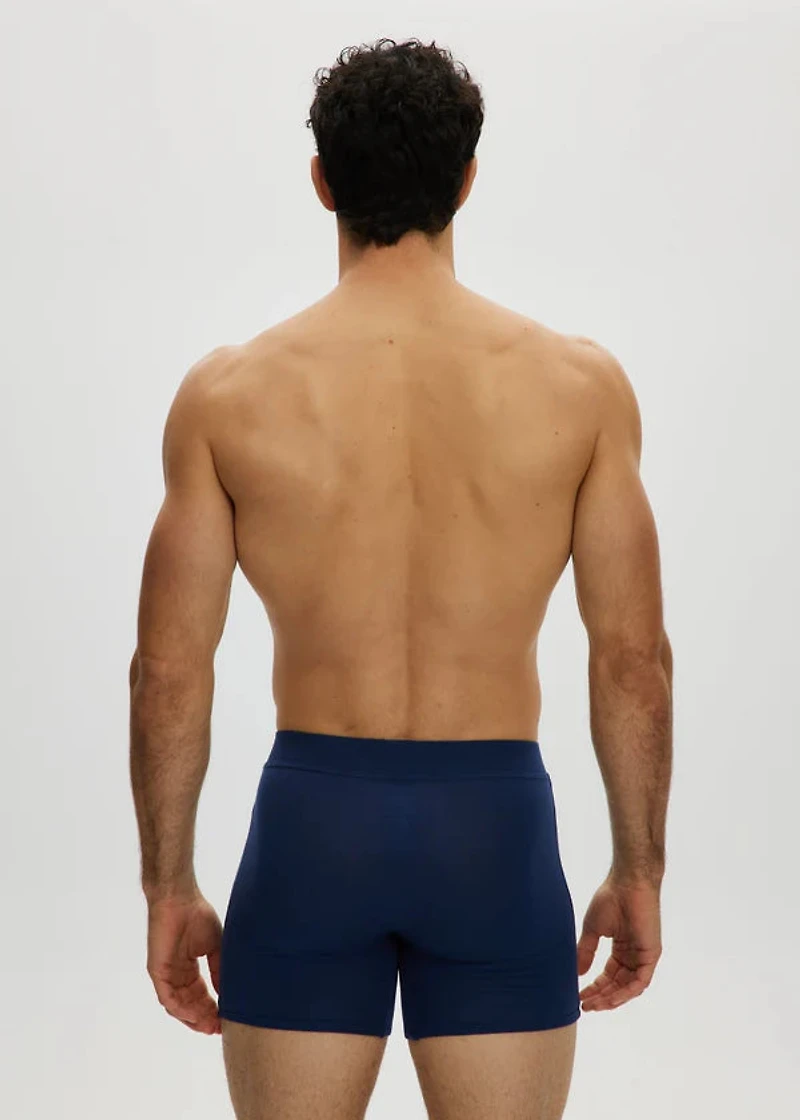 Essential short boxer shorts with front opening, Navy Blue