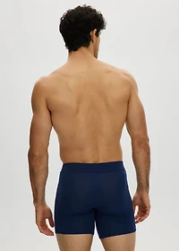 Essential long boxer shorts with front opening, Navy Blue