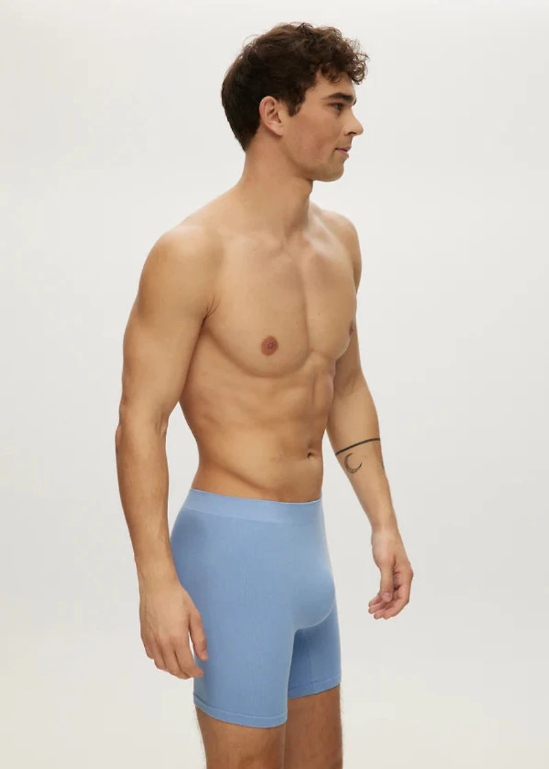 Long seamless waffle boxer shorts Della Robbia Blue