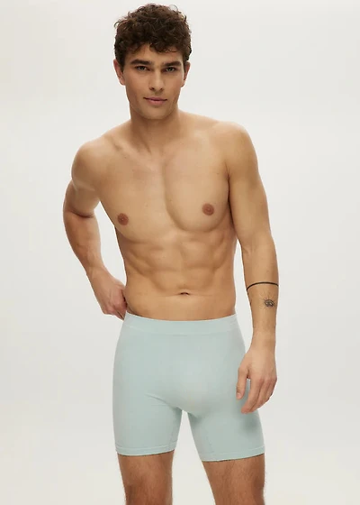 Starlight Blue seamless waffle-textured long boxer shorts