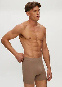 Greige Ribbed Boxer Shorts, Seamless