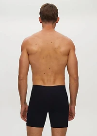 Boxer Long Rib Sans Couture Noir