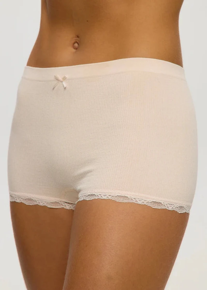 Heavenly Pink Seamless Embossed Lace Boy Shorts