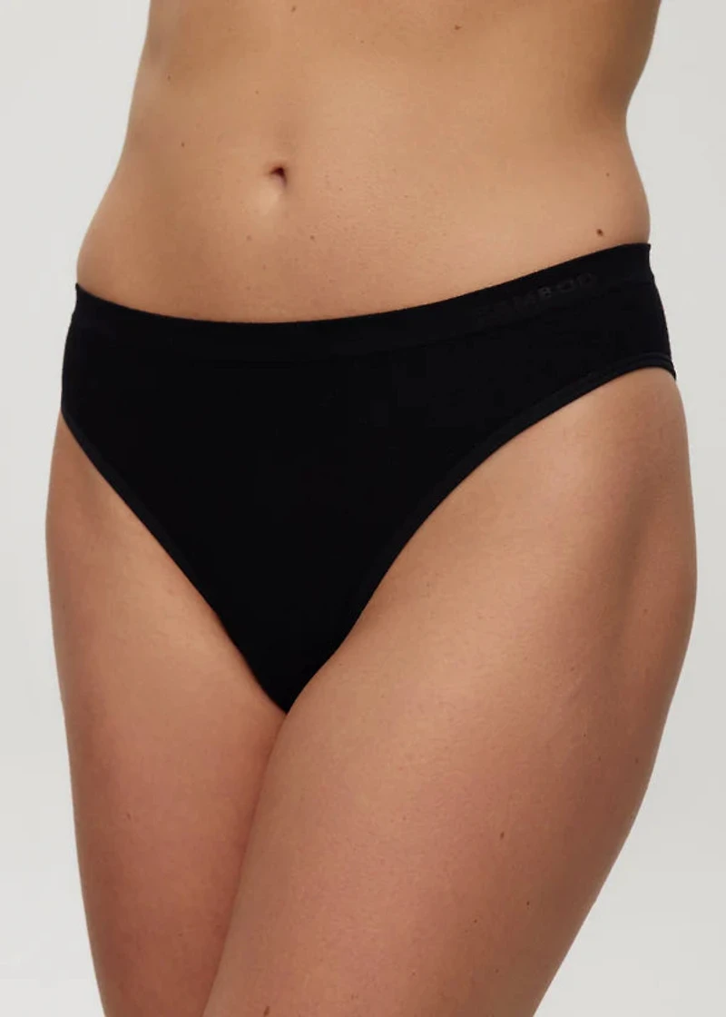 Culotte Cheeky Taille Haute Rib Sans Couture Black