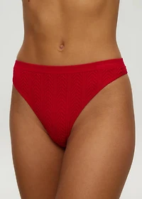 String Taille Haute Câblé Sans Coutures Tango Red