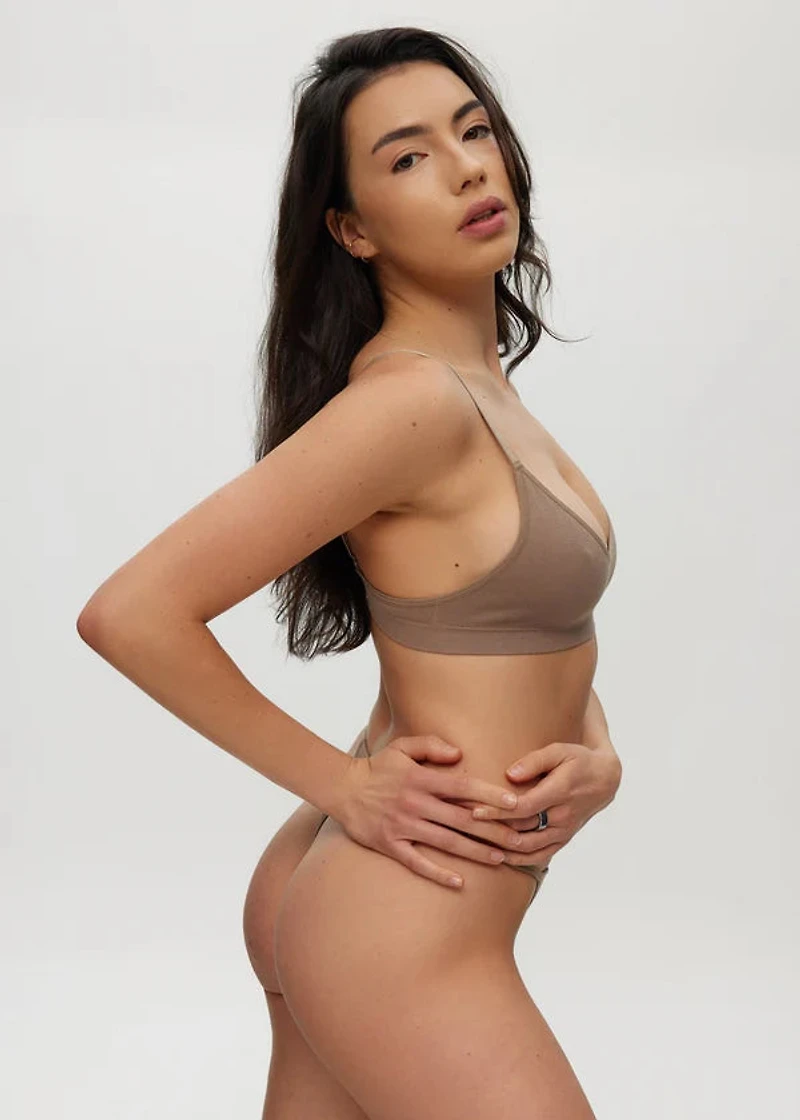 Seamless Triangle Rib Bralette Greige