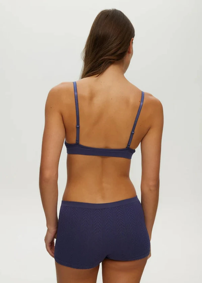 Night Shadow Blue Wired Crew Neck Bralette