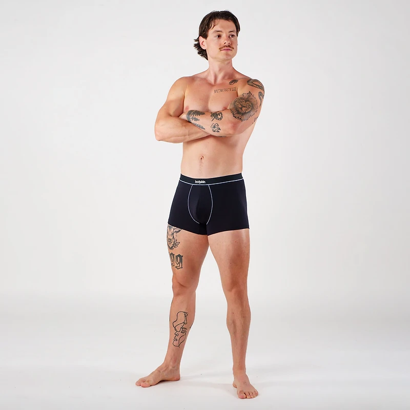 Boxer court Daily : Noir et bleu poudre