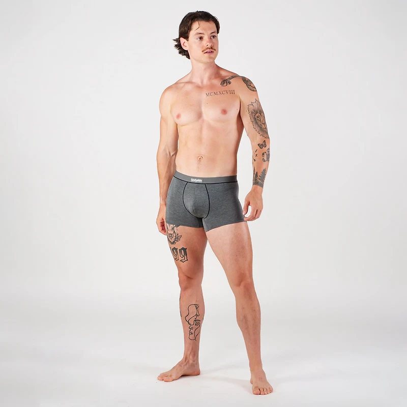 3 Boxers courts Daily : Gris mix, noir et charocal bordeaux