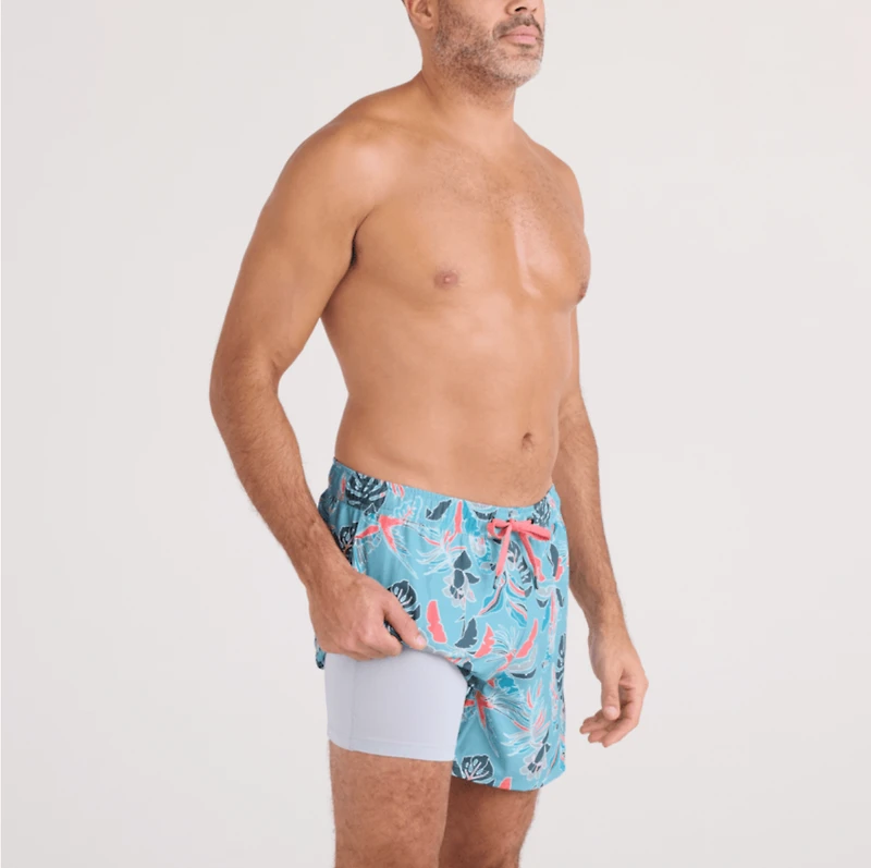 Maillot de bain Oh Buoy 2in1 VOLLEY 5" TROPIC DES ÎLES-BLEU MARÉE