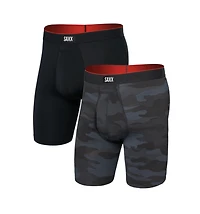 Pack of 2 Long Multi-Sport Performance Boxers, Distance Camouflage/Black