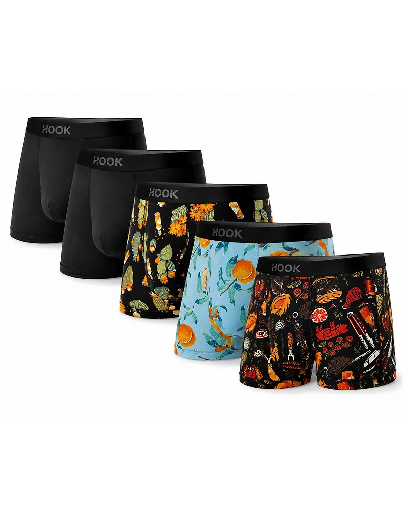 5 Max Trunks: 1x Red Aztec BBQ, Peaches, Muy Caliente, Cosmic Black