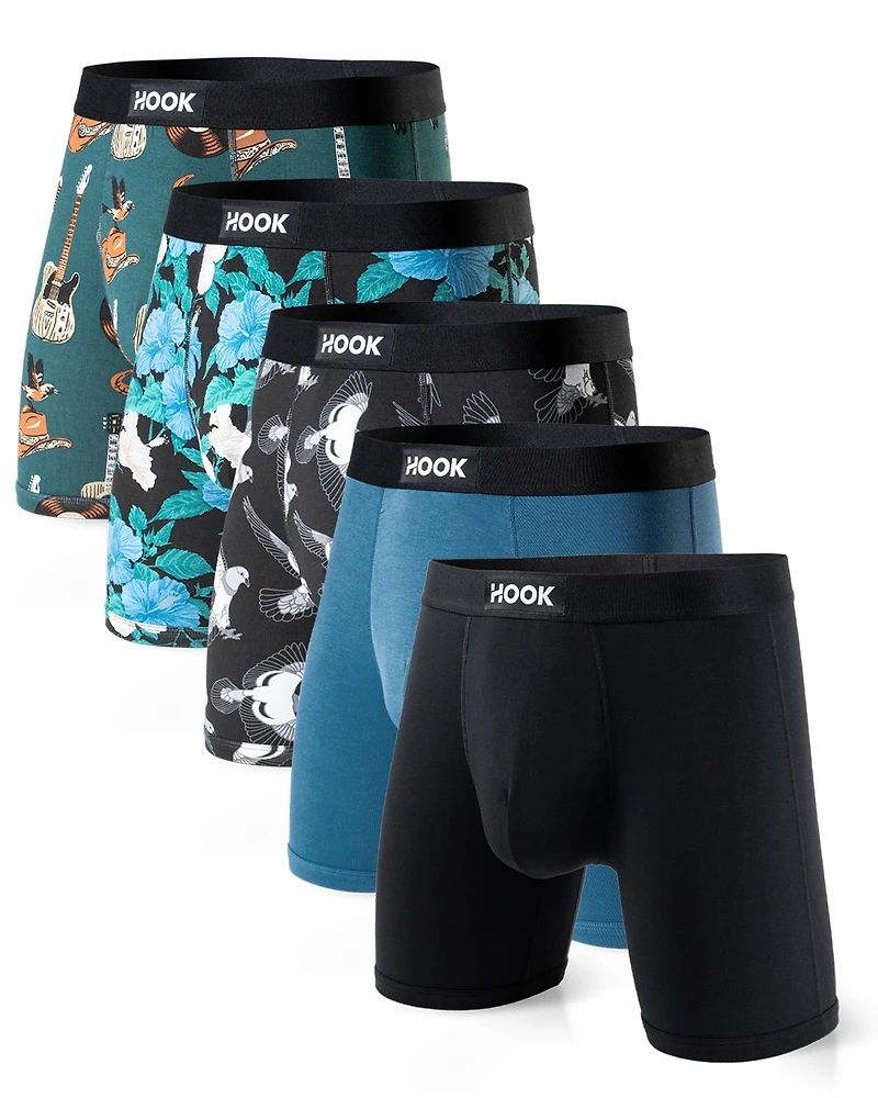 5 boxers Max : 1X Noir, Pigeon, Bleu Urbain , Aloha et Cowboy