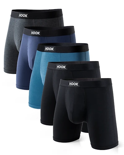 5 boxers Max : 2X Noir, 1X Bleu Urbain , Marin et Charcoal