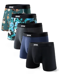5 boxers courts Max : 1X Noir, Bleu Marin, Charcoal, Aloha et Cowboy