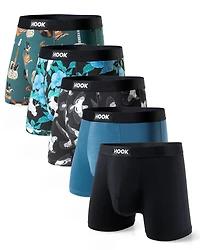 5 boxers courts Max : 1X Noir, Pigeon, Bleu Urbain , Aloha et Cowboy