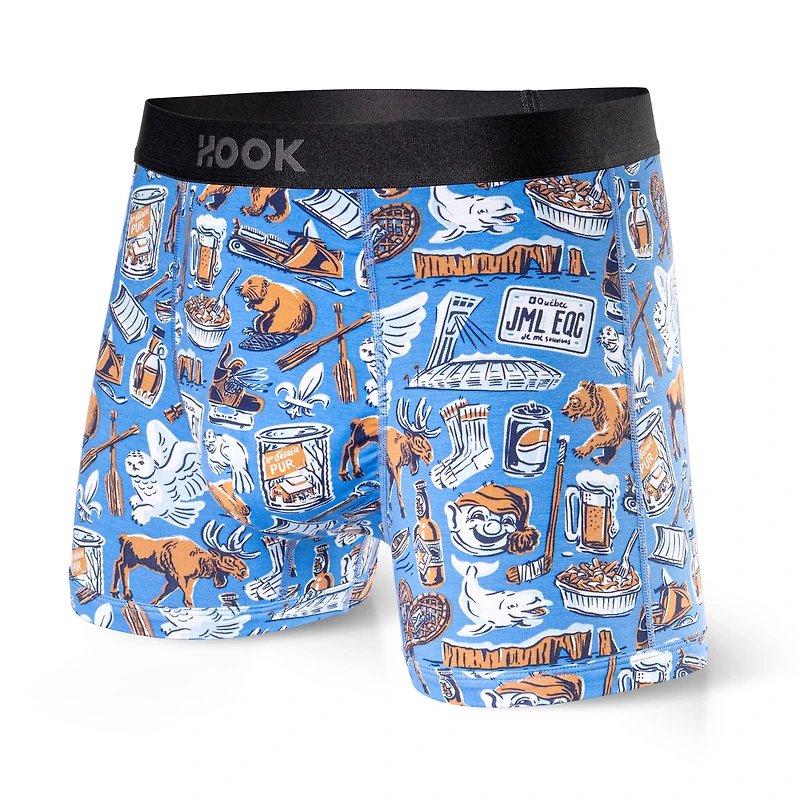 Pack#8 : 5 boxers courts Max 1X Palmiers, Québec, Requins, Orange et Indigo