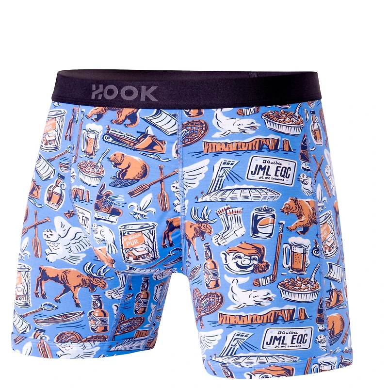 Pack#8 : 5 boxers courts Max 1X Palmiers, Québec, Requins, Orange et Indigo