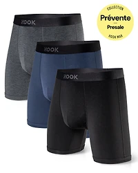 3 Boxers Max Premium – 6 po : Noir, bleu marin, charcoal
