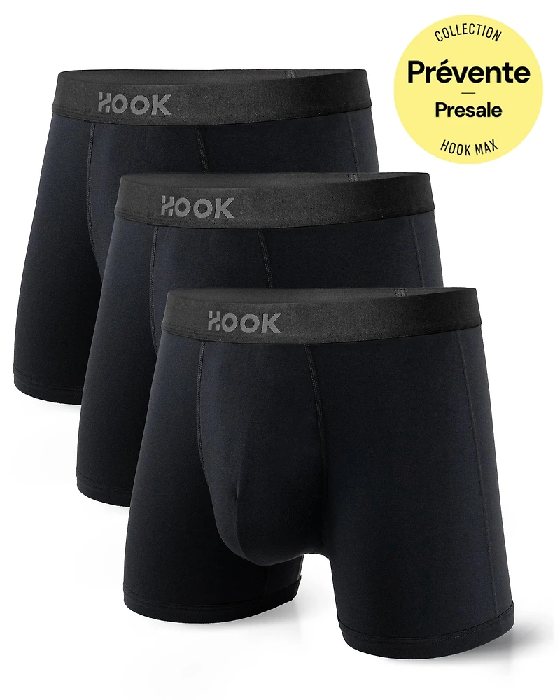 3 Boxers courts Max+ – 3,5 po : 3X Noir