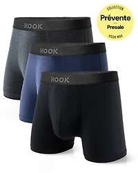3 Boxers courts Max Premium – 3,5 po : Noir, bleu marin, charcoal
