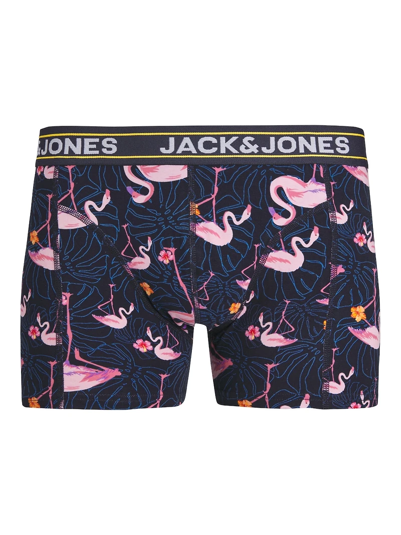 Boxer court Pink Flamingo : Navy Flower
