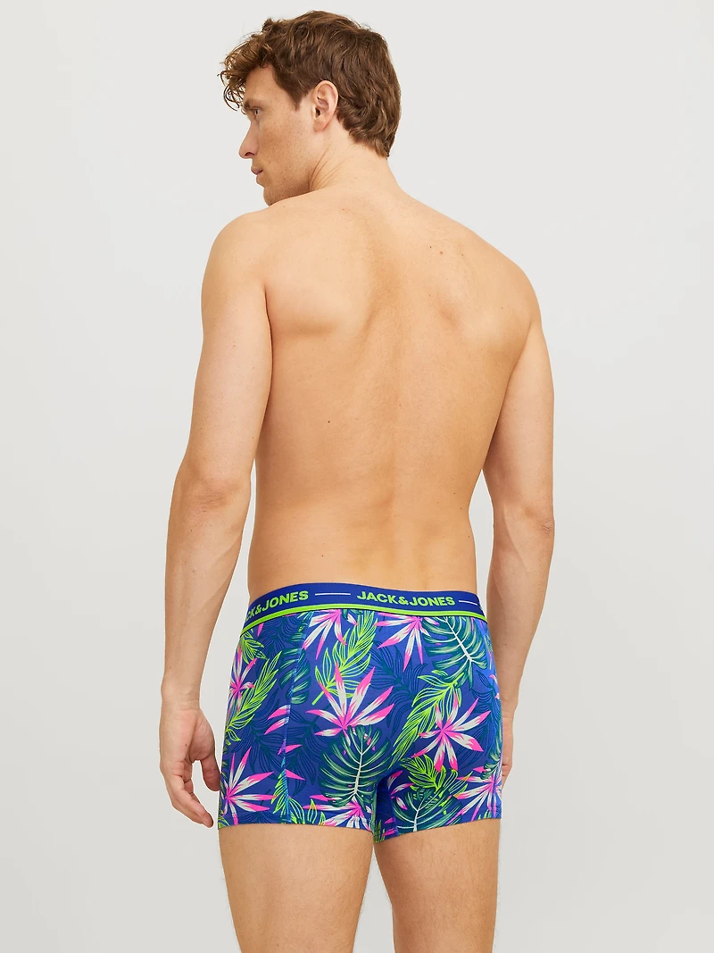 Boxer court Pink Leaves Bleu et Vert