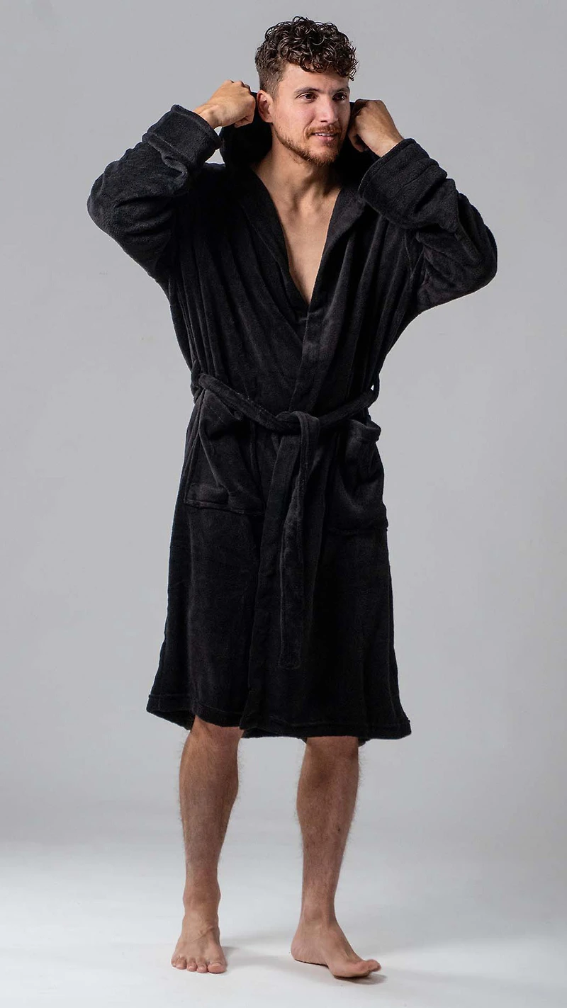 Robe de chambre Wanted noire avec capuchon