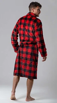 Robe de chambre Wanted rouge avec carreaux sans capuchon