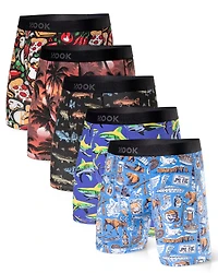 Pack#18 : 5 boxers Max 1x Pizza, Palmiers, Québec, Requins et Pêcheurs