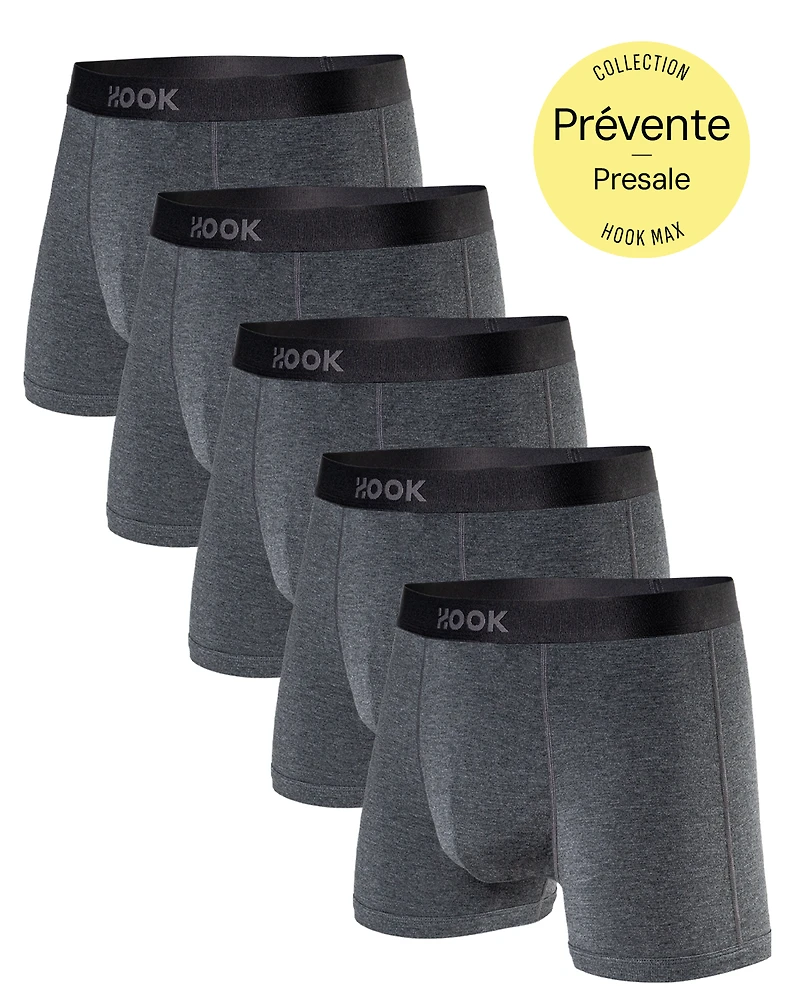 Pack#2 : 5 boxers courts Max 5X Gris Ardoise