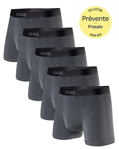 Pack#2 : 5 boxers courts Max 5X Gris Ardoise