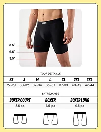 3 boxers courts Max : Noir, charcoal et bleu marine