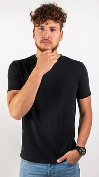 T-shirt Nu Pima Col en V coton noir