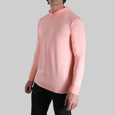 Luxury Heathered Salmon Long Sleeve Hooded Sweater