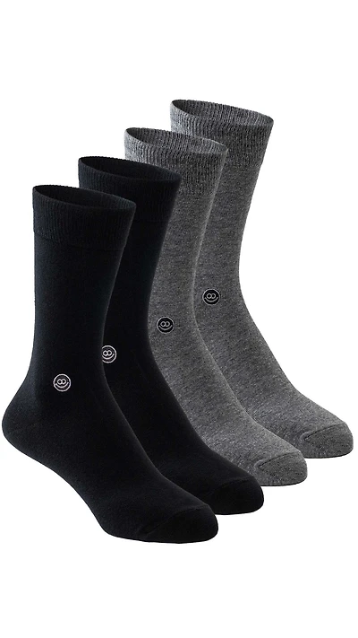 4 pairs of mid-calf stockings: Black & gray