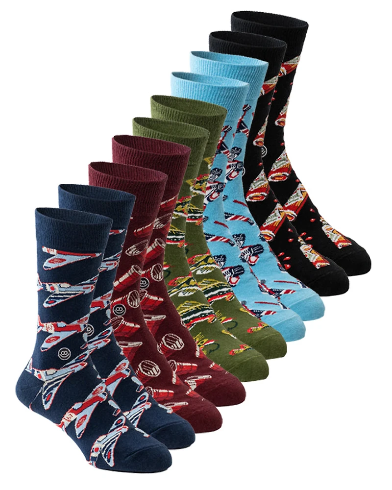 10 pairs of mid-calf socks: Funky
